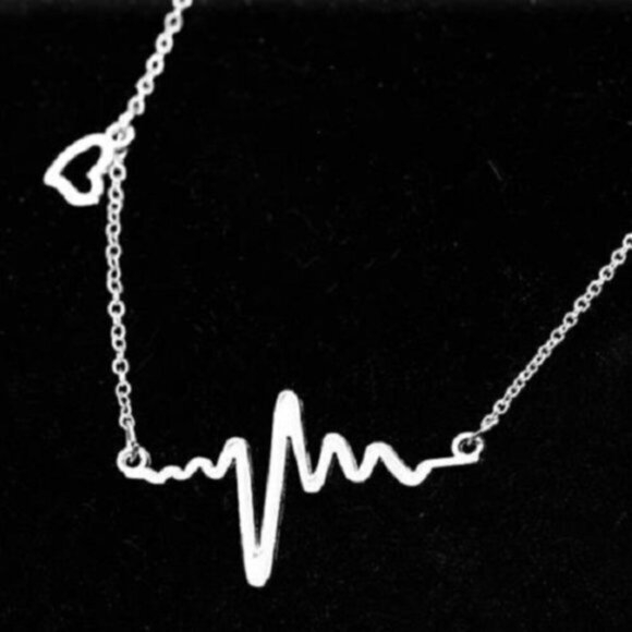 Heartbeat Frequency Chain Necklace Heart​​ - Picture 1 of 2